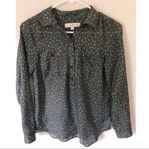 Ann Taylor Loft Womens Brown with Teal Hearts XXSP